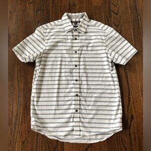 *EUC* Michael Kors Men’s M White/Blue Striped Short-Sleeved Button-Down Shirt